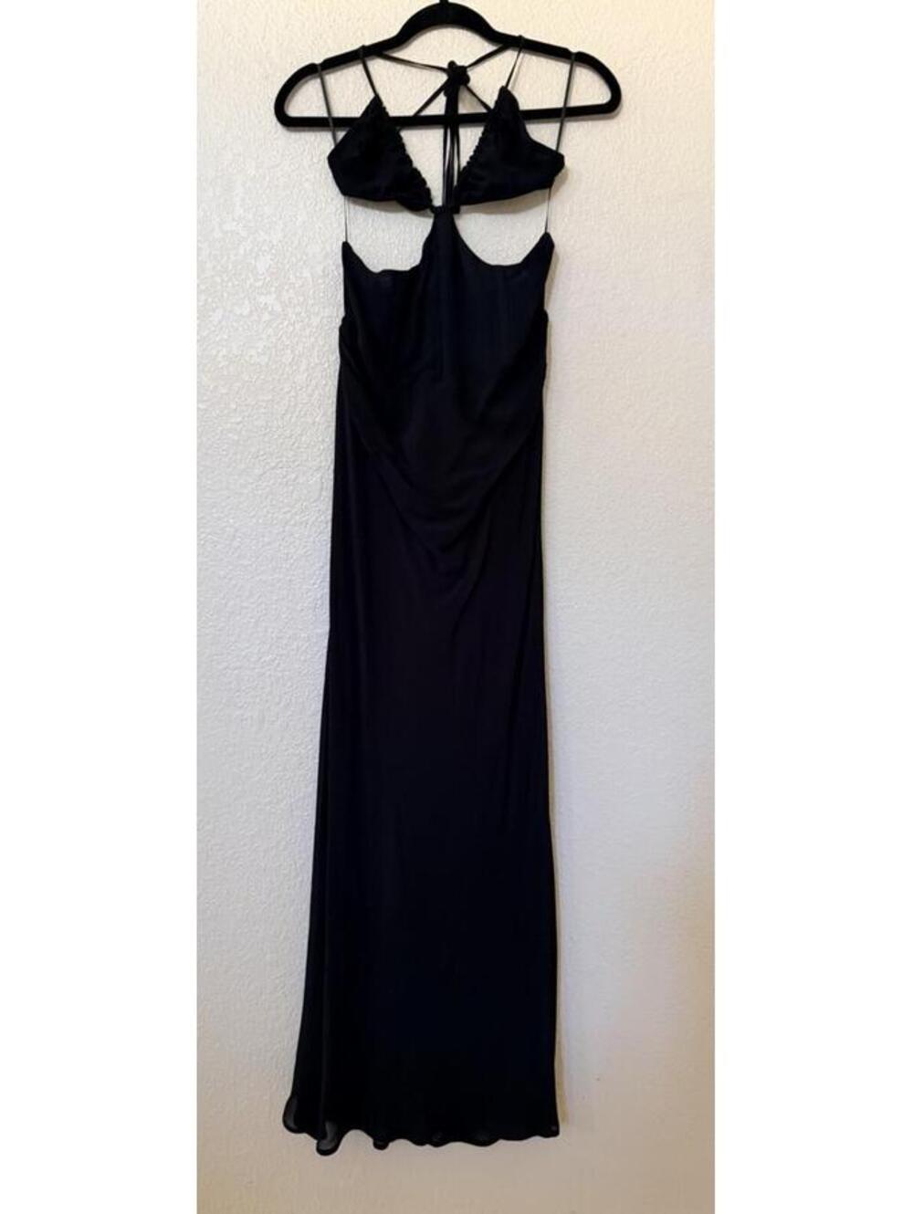 New Reformation long black dress with front cutout Size 8